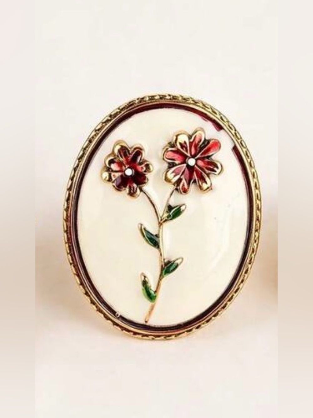 Floral Enamel Oval ring A2094